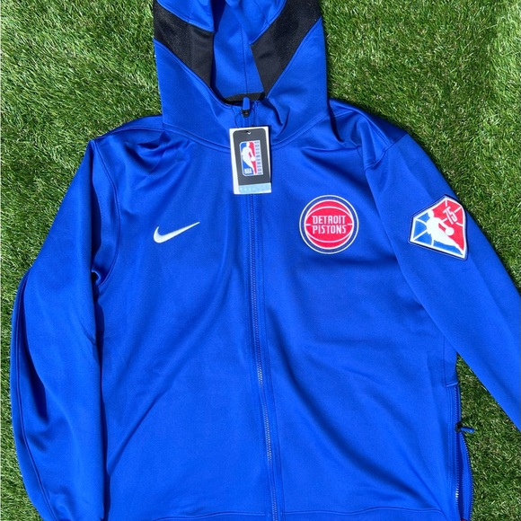 $140 XL-3XLT Nike Detroit Pistons 75th Anniversary NBA Showtime Hooded Jacket - Picture 8 of 14